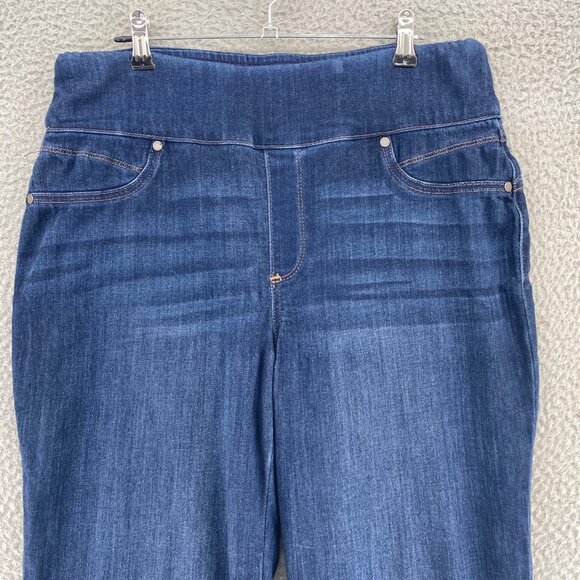 Chicos Jeans Womens 1 US 8 Blue Perfect Stretch Pull On Bootcut Dark Wash Denim* - Picture 2 of 14